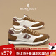 夢(mèng)特嬌（MONTAGUT）男鞋秋冬新款頭層牛皮復古時(shí)尚運動(dòng)休閑鞋男士輕便軟底小白鞋子男 卡其色-牛皮面（皮鞋碼） 41
