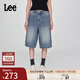 Lee25新品寬松版五袋款設計復古中藍色水洗女牛仔短褲潮流A08037 復古中藍色 26