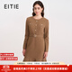 愛(ài)特愛(ài)（EITIE）氣質(zhì)優(yōu)雅收腰顯瘦長(zhǎng)袖連衣裙2025秋冬新款呢子魚(yú)尾裙D2507923 淺駝83 L (165)