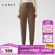 朗姿/LANCY冬季新款牦牛絨休閑小腳褲子女高端綿羊毛針織褲曠野美拉德 駝色 M