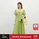 范思藍恩法式方領(lǐng)連衣裙女2025夏新款韓版修身綁帶花苞A字裙2473 牛油果綠 XL