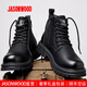 JASONWOOD品牌男鞋冬季新款真皮高幫英倫休閑馬丁靴男士戶(hù)外百搭復古工裝靴 黑色四季款【正品男鞋】 40 (250mm)