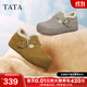 他她（TATA）加絨勃肯鞋2025冬季新款毛毛女鞋雪地靴保暖棉鞋4XN03DM5【預】 棕色(絨里） 37