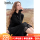 百圖（betu）女裝2025年秋季新款連衣裙拼色領(lǐng)口收腰長(cháng)袖連衣裙裙子女2509T96 黑色 L （黑色預售12/04發(fā)貨）