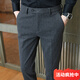 九牧王朝流毛呢褲子男士秋冬季修身豎條紋冬小西褲保暖錐形商務(wù)磨毛休閑褲 灰色 呢料款 36 165-185斤