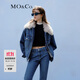 MO&Co.冬季土耳其棉可拆卸毛領(lǐng)寬松牛仔夾克棉服