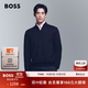 BOSS博斯【100%羊毛】男士25秋季新款標準版型拉鏈領(lǐng)羊毛毛衣 404-深藍色 L