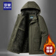羅蒙男士棉衣冬季純棉夾克棉衣男加絨加厚休閑外套棉襖中長(cháng)款保暖棉衣 軍綠色 加絨/加厚 XL 適合140-155斤