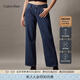 Calvin KleinJeans四季款女純棉復古ck低腰寬松闊腿慵懶松弛感牛仔褲J223376 1BJ-牛仔藍 27