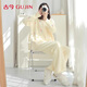 古今（GUJIN）軟綿綿半邊絨睡衣女秋冬新品V領(lǐng)開(kāi)衫加厚珊瑚絨保暖睡褲家居服