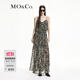MO&Co.連衣裙砂洗順紆縐雪紡清透微縐肌理虎紋吊帶裙長(cháng)裙MBE3SOK002 雙色虎紋 S 160