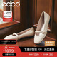愛(ài)步（ECCO）秋冬芭蕾舞鞋方頭羊皮淺口單鞋 舞悅234303 石灰色37 HL