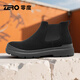 零度zero男鞋秋冬新款保暖翻毛皮休閑鞋時(shí)尚百搭厚底切爾西靴 黑色 39