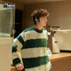 大力水手條紋圓領(lǐng)毛衣男冬季秋冬男生慵懶內搭針織衫男士DM08綠色XL