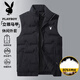 花花公子（PLAYBOY）羽絨馬甲男秋冬季馬夾外套短款無(wú)袖羽絨服背心保暖 黑色 2XL