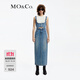 MO&Co.連衣裙兩件套棉質(zhì)可拆卸胸衣高腰直筒牛仔裙吊帶背帶裙摩安珂 牛仔藍色 S 160