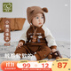 拉比小熊連體衣嬰兒衣服25秋冬新款長(cháng)袖寶寶爬服休閑外出服 卡其色 66cm