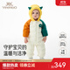 英氏（YEEHOO）嬰兒保暖羽絨服2025冬季新款新年紅色外出服寶寶長(cháng)袖超韌絨連體衣 淺杏白 90 cm （建議1-2歲半）