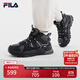 FILA 斐樂(lè )官方女鞋 MID WE復古運動(dòng)鞋冬季加絨老爹鞋 黑/鍛鐵灰-BF 36