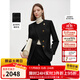 朗姿純羊毛黑色短外套高級感2025年秋季新款氣質(zhì)設計感修身上衣女 黑色2 M