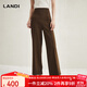 藍地（LANDI）焦糖色顯高顯瘦直腰闊腿褲女老錢(qián)風(fēng)長(cháng)褲秋冬新品 焦糖色 XL