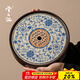 兮元記汝窯陶瓷茶盤(pán)中式茶具2025新款家用瀝水圓形茶托盤(pán)干泡茶臺 繁花米黃汝窯如意圓茶盤(pán)