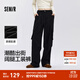 森馬（Semir）[商場(chǎng)同款]休閑褲女質(zhì)感闊腿褲潮酷2025春季新款松緊腰工裝褲 黑色90001 M 160/66A