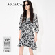 MO&Co.【涼感抗菌】桑蠶絲混紡法式春日碎花連衣裙氣質(zhì)黑白裙子女 黑白花色 S 160