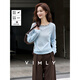 梵希蔓（vimly）圓領(lǐng)針織衫女秋冬季新款寬松顯瘦氣質(zhì)打底衫上衣 靜謐藍 L