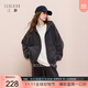 三彩2025冬季新款休閑風(fēng)外套寬松連帽拉鏈衫灰色加絨衛衣開(kāi)衫M