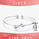 Clect蝴蝶結足銀手鐲女999銀鐲子甜美銀飾品時(shí)尚高級感生日禮物送女友 銀手鐲