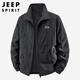 JEEP SPIRIT吉普雙面穿立領(lǐng)夾克男士秋冬季美式加絨加厚搖粒絨外套 黑色 2XL