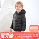 鴨鴨（YAYA）兒童輕薄羽絨服短款小童中大童連帽男女童2023秋冬洋氣童裝外套 黑色-男 100