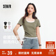 森馬（Semir）短袖t恤女短款假兩件百搭上衣25夏裝顯瘦U領(lǐng)套頭衫109325100015