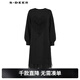 S.DEER圣迪奧女裝春季時(shí)尚圓領(lǐng)心形網(wǎng)紗拼接衛衣連衣裙S241Z1233 黑色/91 XL 175