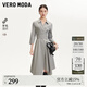VEROMODA連衣裙秋新款翻領(lǐng)壓褶條紋不規則裙擺七分袖347C007 淺灰色加花色 165/84A/M