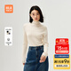 海瀾之家（HLA）【純羊毛】長(cháng)袖針織衫女款可翻高領(lǐng)毛衣女裝冬季 米白W7 M 160/84A 建議100-115斤