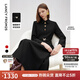 朗姿復古赫本風(fēng)高智氣質(zhì)長(cháng)袖a字裙2025春季新款收腰修身連衣裙 黑色 M