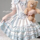 閃動(dòng)少女藍白甜美打歌服lolita連衣裙套裝可愛(ài)洛麗塔蝴蝶結蓬蓬公主裙 內 S