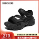 斯凱奇（Skechers）小布丁涼鞋丨夏季新款女子休閑運動(dòng)鞋輕盈增高厚底拖鞋外穿 全黑色/BBK 37