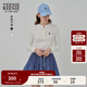 Teenie Weenie小熊女裝長(cháng)袖T恤2025秋季新款半開(kāi)襟溫柔時(shí)尚打底衫 象牙白 M