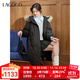 LAGOGO墨冬絨冕毛領(lǐng)長(cháng)款羽絨服拉谷谷2025冬新款溫暖簡(jiǎn)約黑色外套 黑色 S