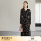 顏域長(cháng)袖V領(lǐng)茶歇連衣裙女春裝2024新款輕熟收腰顯瘦氣質(zhì)碎花長(cháng)裙 黑花 M/38