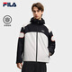 FILA 斐樂(lè )官方男士棉服2025冬新款時(shí)尚休閑寬松拼色保暖連帽外套 正黑色-BK M 170/92A/M