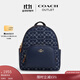 蔻馳（COACH）新款奧萊女士女包經(jīng)典標志丹寧布牛仔COURT背包大容量 IM/丹寧藍色/天然色