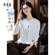 梵希蔓郁金香亮片刺繡白色t恤女2025年秋季新款寬松圓領(lǐng)正肩上衣 A2132 云朵白 L （建議110-120斤）