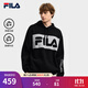 FILA官方情侶款編織衫2025冬新款時(shí)尚休閑寬松撞色連帽毛衣 正黑色-BK XL 180/100A/XL