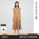 歌力思（ELLASSAY）2025夏季新款桑蠶絲棉混紡日常通勤襯衫連衣裙女EWE361Y19700 駝棕色 M