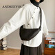 ANDSEEYOU復古斜挎包女牛角包真皮女包百搭高級感法棍單肩腋下餃子包包