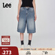Lee25新品寬松版五袋款設計復古中藍色水洗女牛仔短褲
